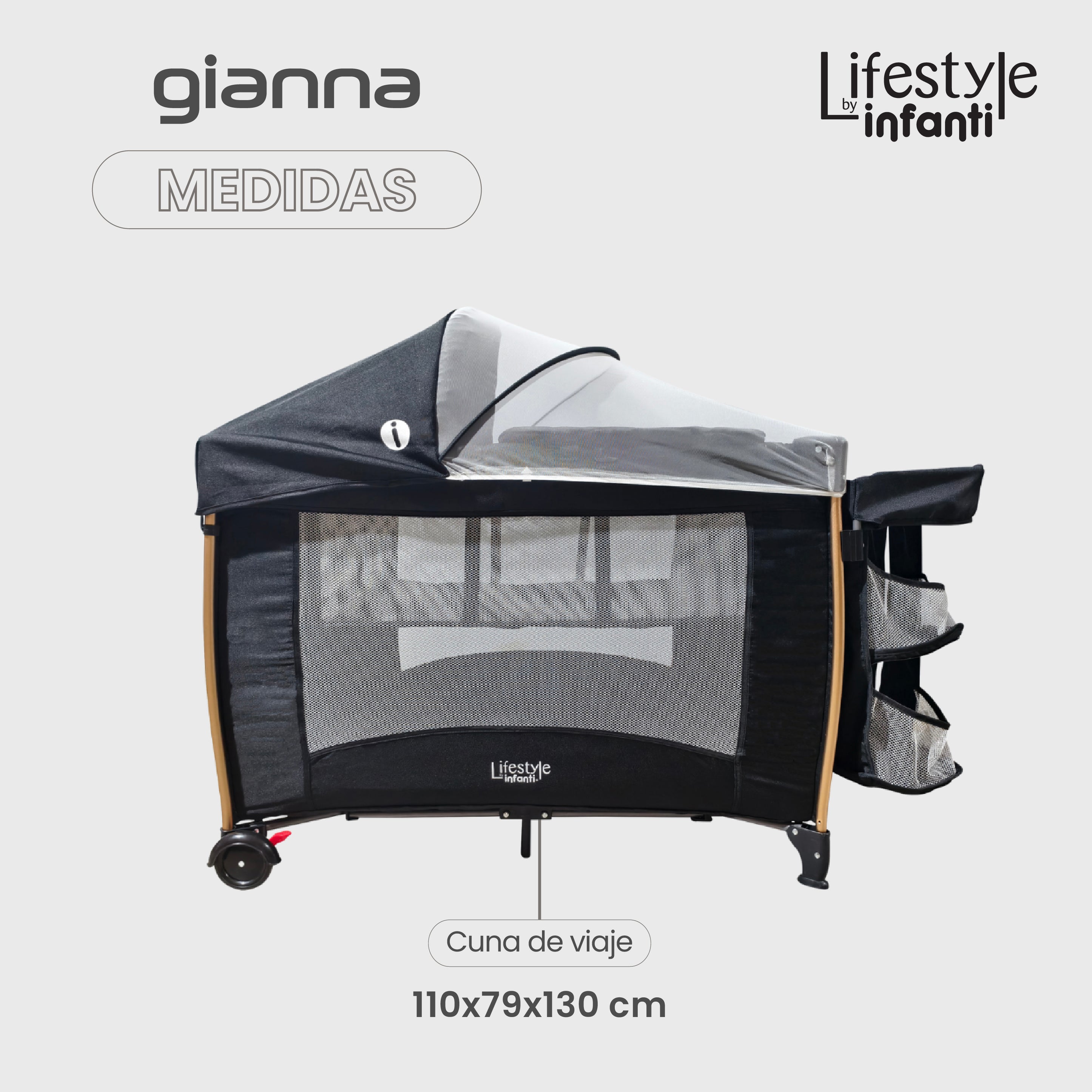 Cuna De Viaje Gianna 2 En 1 Con Cambiador Desmontable Portable