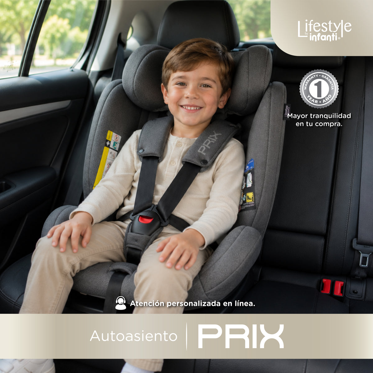 Autoasiento Reclinable Prix Con Soporte Desmontable Para La Cabeza Arnés De Seguridad De 5 Puntos Aprobado Por La Regulación R129 (i-Size) Edad Recomendada 0 a 12 años Lifestyle By Infanti