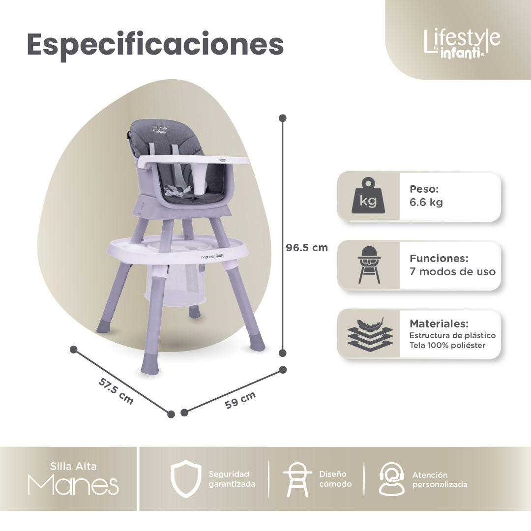 Silla Alta 7 en 1 Manes Con Centro de Entretenimiento y Mesa de Juego