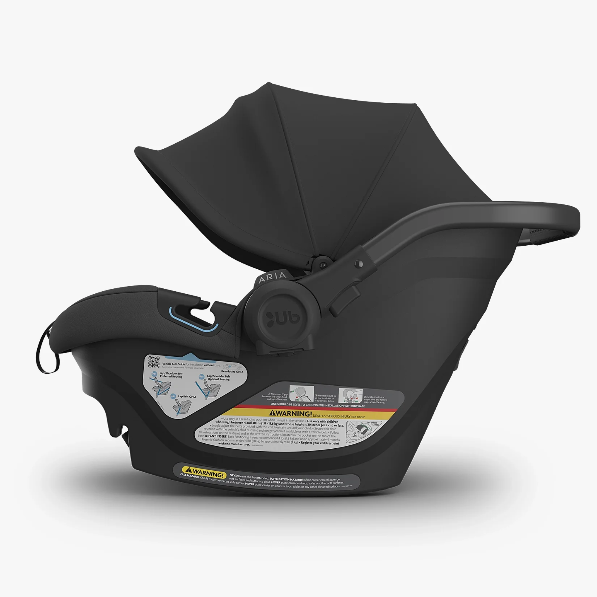 Autoasiento Aria V2 ultraligero 2,67 kg para bebé, con SmartSecure®, capota extragrande UPF50+, ventilación y asiento seguro y cómodo”