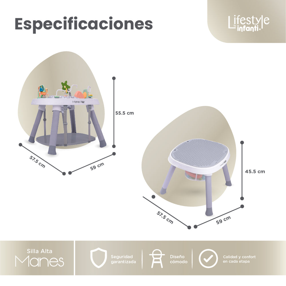 Silla Alta 7 en 1 Manes Con Centro de Entretenimiento y Mesa de Juego
