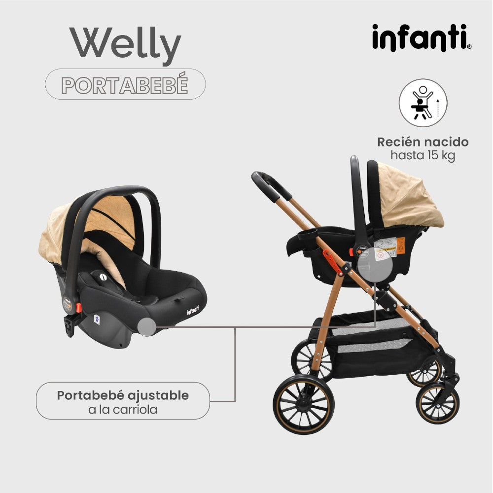 Infanti Carriola Sistema De Viaje Welly Convertible A Bambineto Color Gris