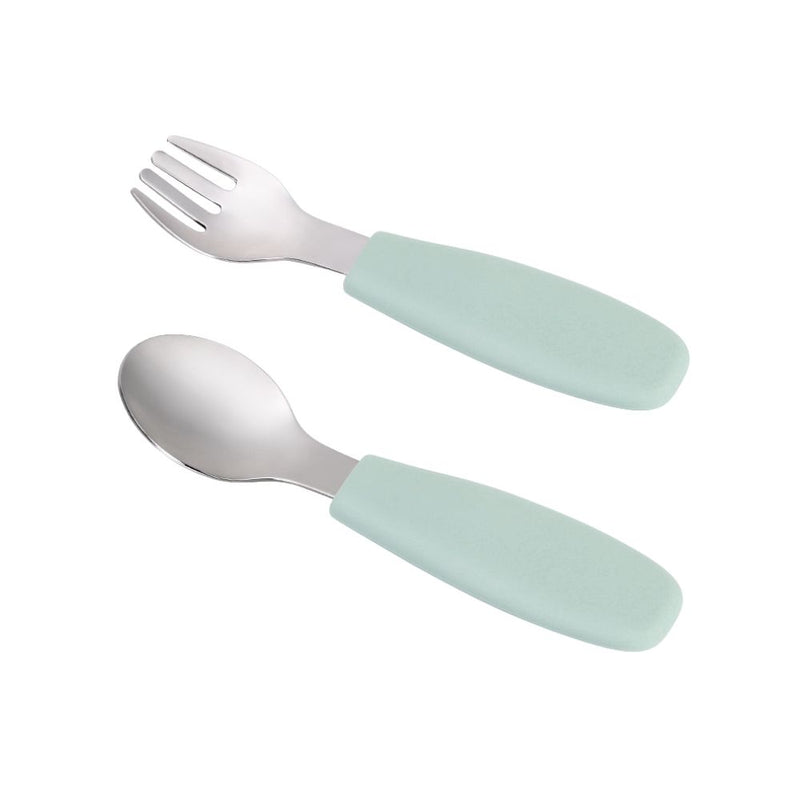 Juego de Cuchara y Tenedor con Mango Liso de Silicón, Lifestyle By Infanti.