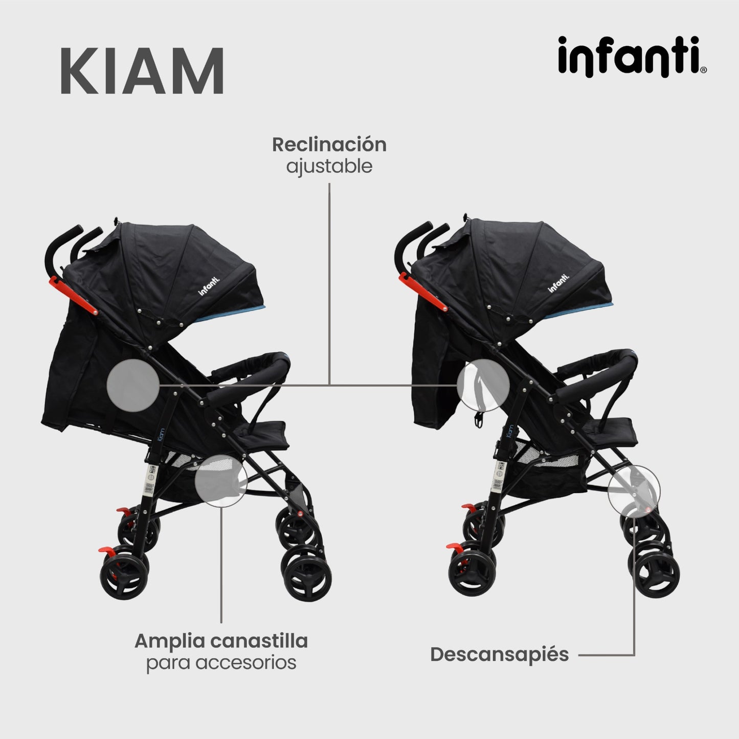 Carriola Para Bebe Kiam Compacta, Ligera, Plegable