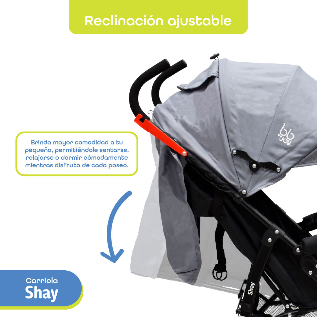 BB Joy Carriola Shay Ligera Plegable Gris Con Barra Y Toldo