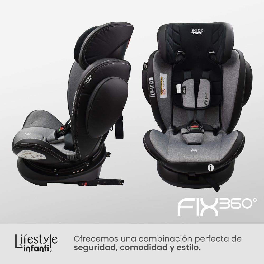 Autoasiento Para Bebé Fix 360° Negro Lifestyle By Infanti
