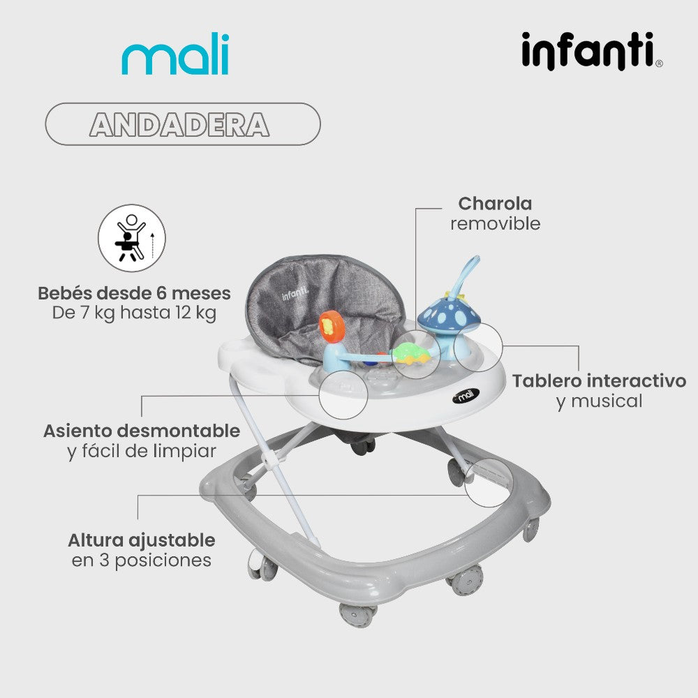 Andadera Mali Infanti Charola Musical y Removible