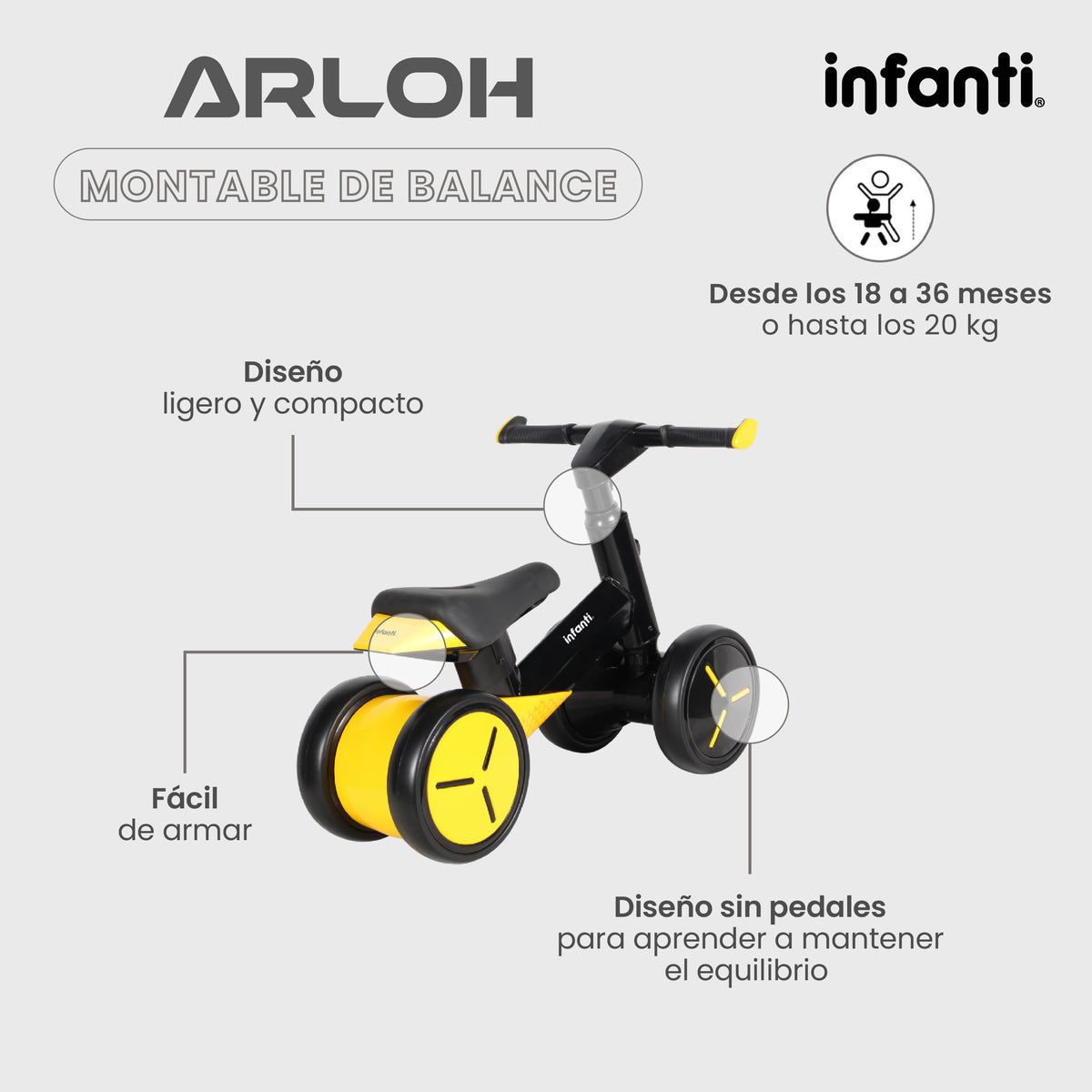 Montable De Balance Arloh Para Bebe Entrenador Sin Pedales