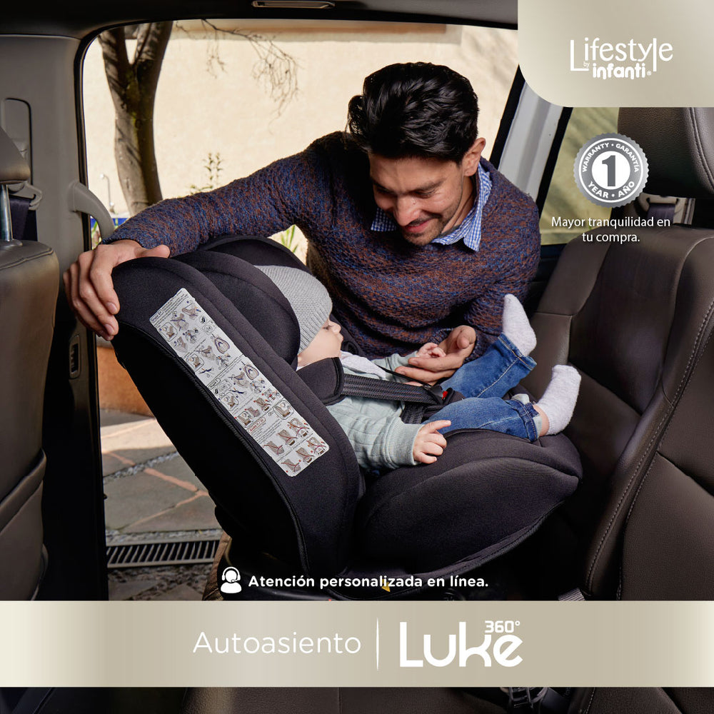 Autoasiento Evolutivo Luke Con Sistema ISOFIX, Top Tether, Giro 360° De 40 a 150 cm, Reclinación Ajustable, Arnés de 5 Puntos, Cabecera Ajustable, Certificación ECE R44/04 Lifestyle By Infanti.