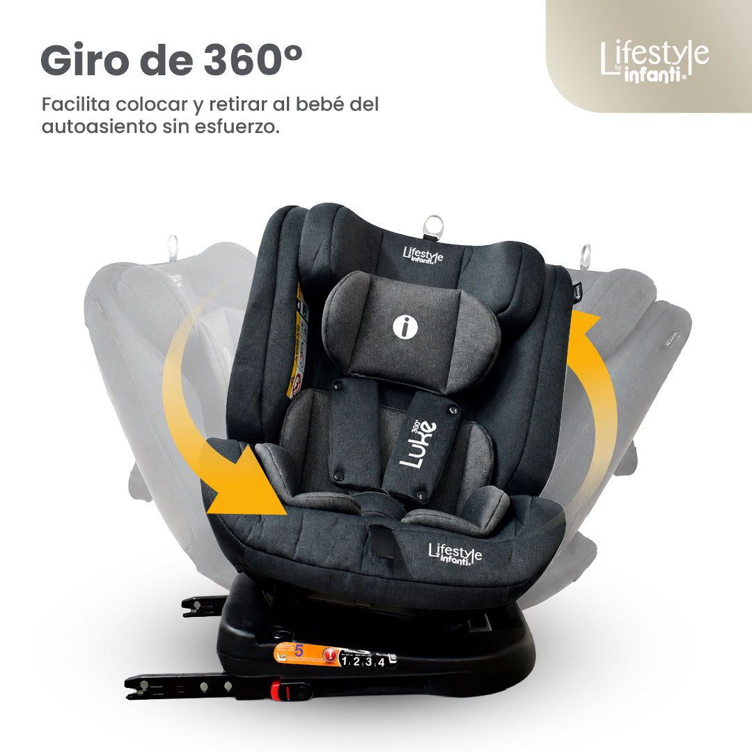 Autoasiento Luke Oxford Gris Con Giro 360° Seguridad Isofix Lifestyle By Infanti