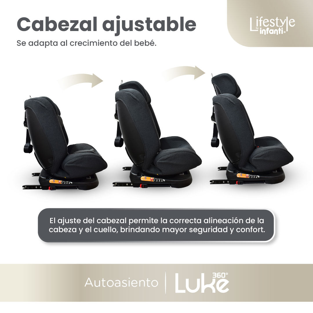 Autoasiento Luke Oxford Gris Con Giro 360° Seguridad Isofix Lifestyle By Infanti
