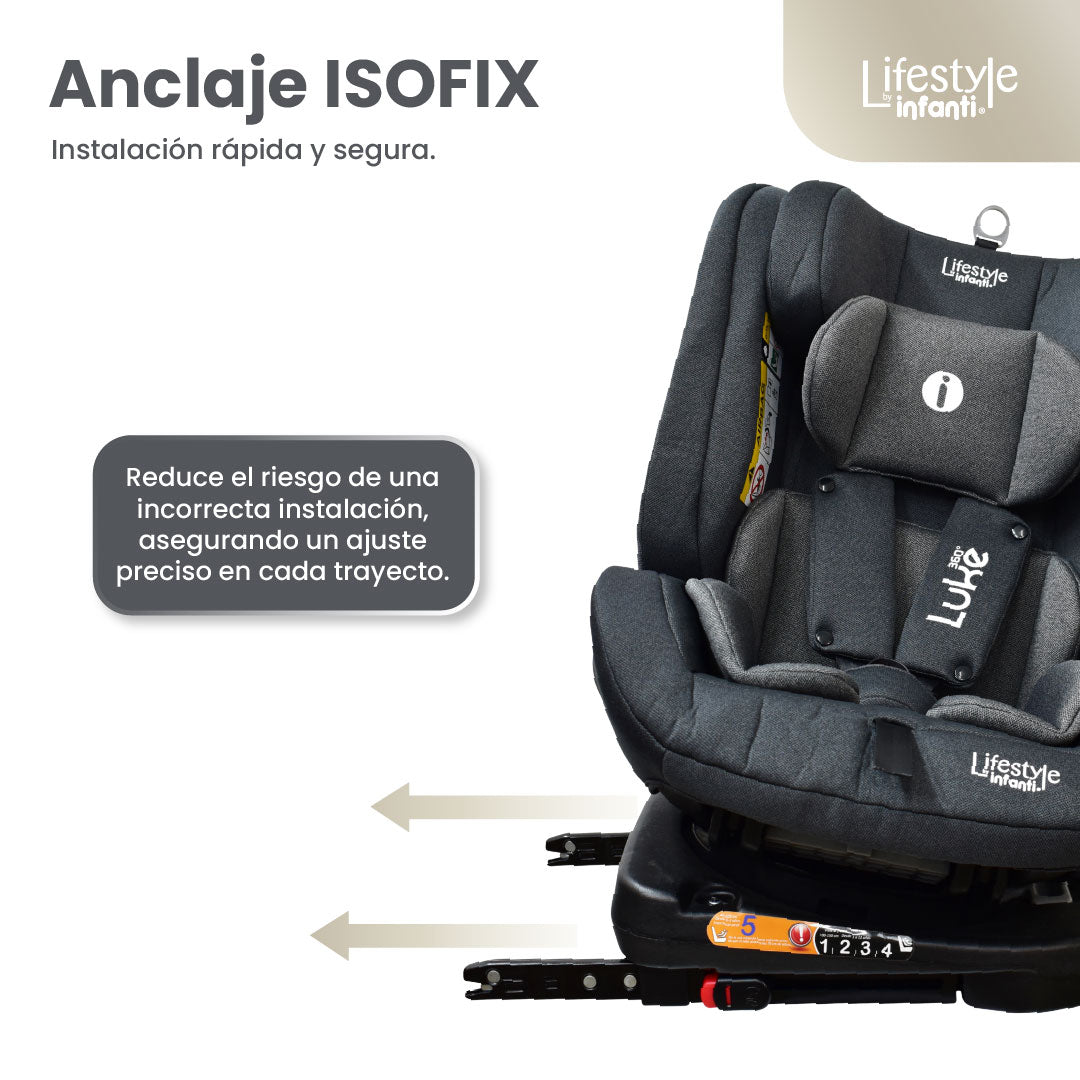 Autoasiento Luke Oxford Gris Con Giro 360° Seguridad Isofix Lifestyle By Infanti