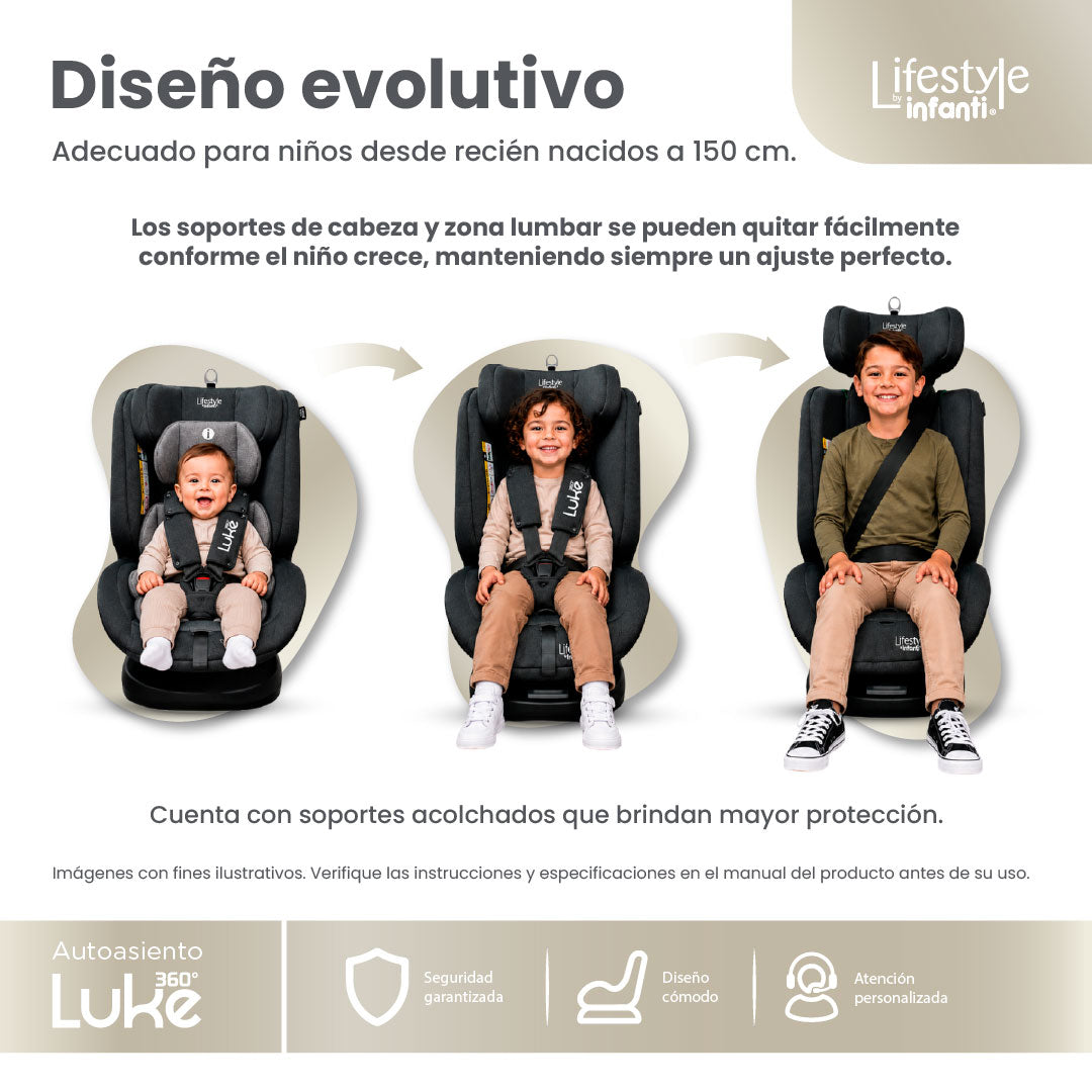 Autoasiento Luke Oxford Gris Con Giro 360° Seguridad Isofix Lifestyle By Infanti