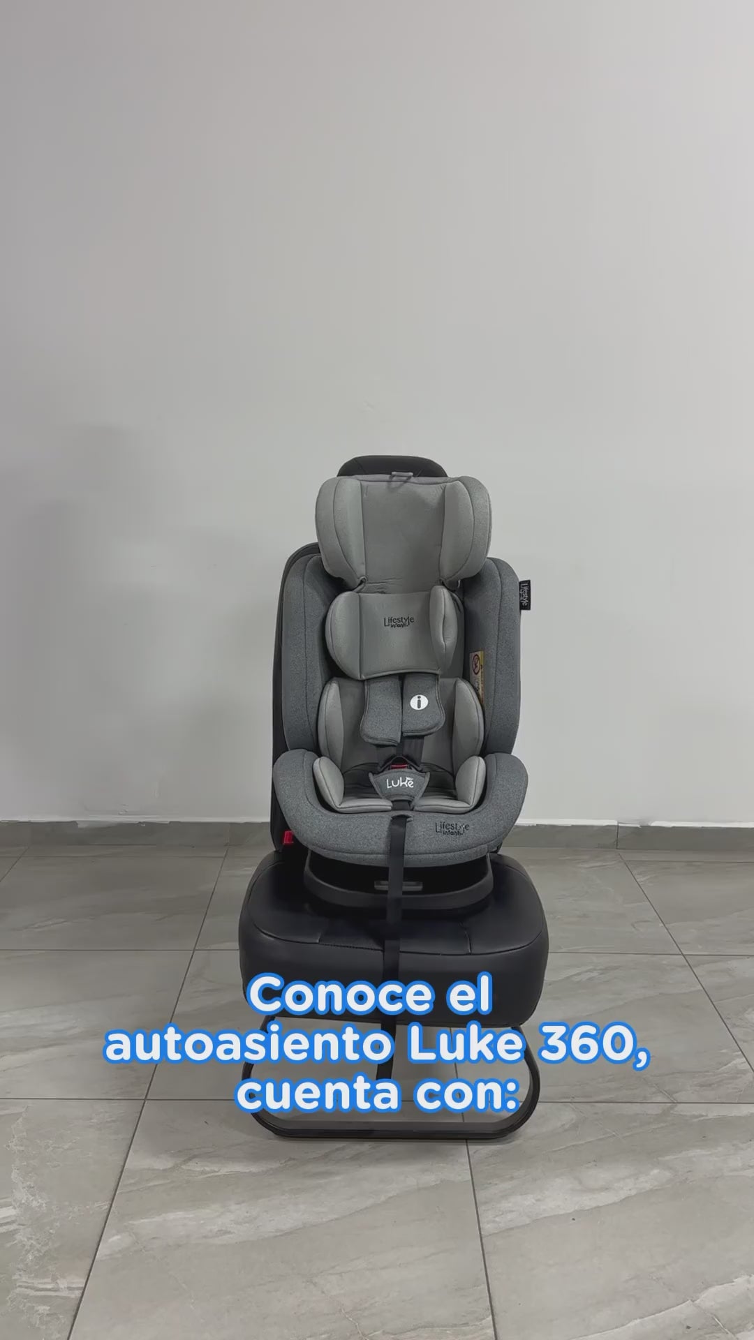 Autoasiento Evolutivo Luke Con Sistema ISOFIX, Top Tether, Giro 360° De 40 a 150 cm, Reclinación Ajustable, Arnés de 5 Puntos, Cabecera Ajustable, Certificación ECE R44/04 Lifestyle By Infanti.