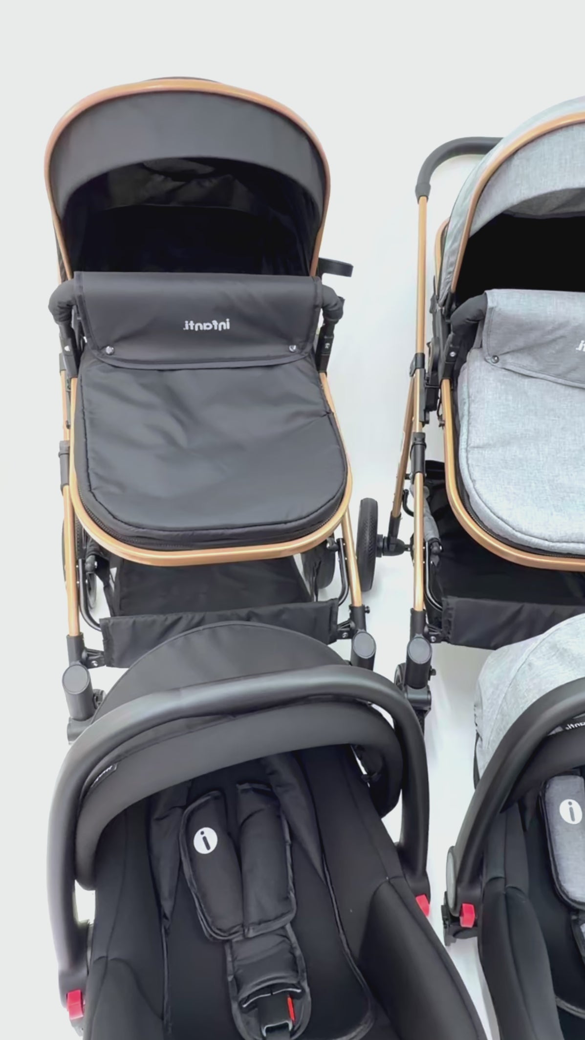 Carriola Travel System Welly Negro Con Portabebé y Asiento Reversible