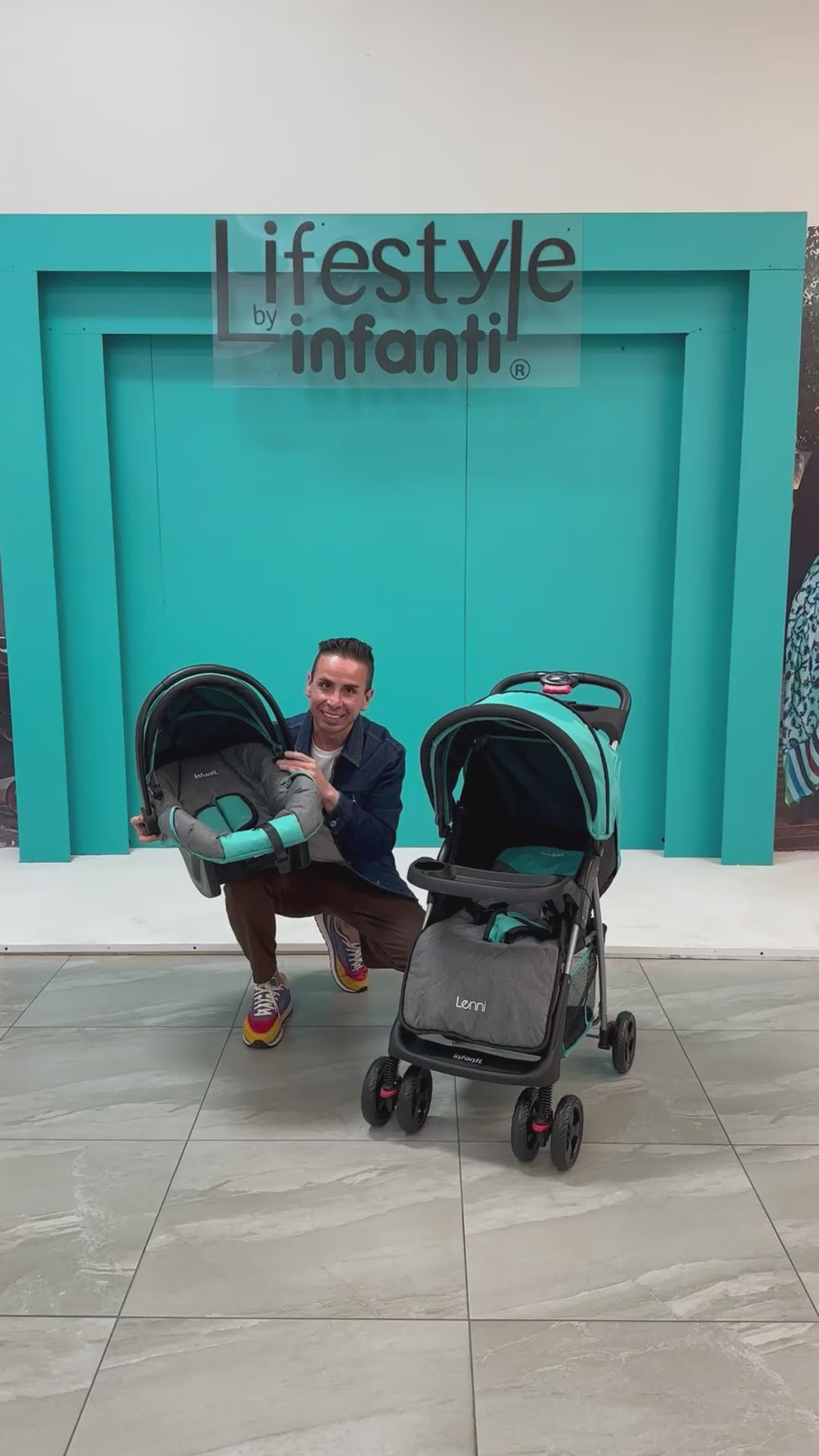 Carriola Travel System Lenni Hasta 15 kg Con Portabebé Autoasiento, Plegado a Una Mano, Reclinado Ajustable, Toldo con Visera, Arnés de Seguridad, Charolas, Canastilla y Frenos Infanti.