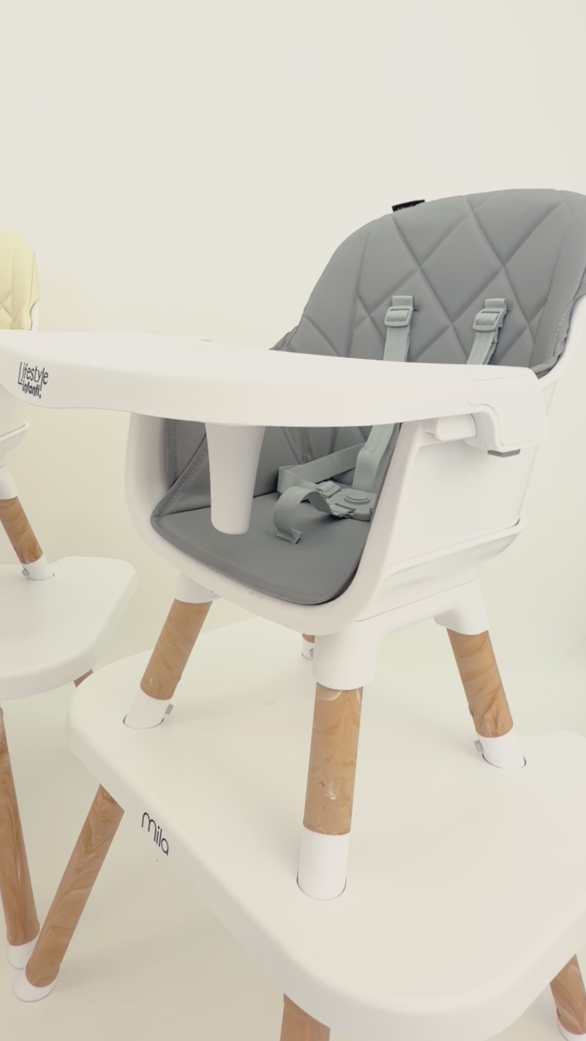 Silla Alta 6 en 1 Mila Beige Con Arnés de 5 Puntos y Charola Ajustable