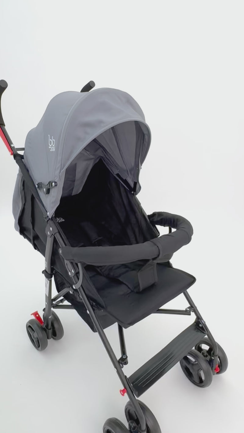 BB Joy Carriola Shay Ligera Plegable Gris Con Barra Y Toldo