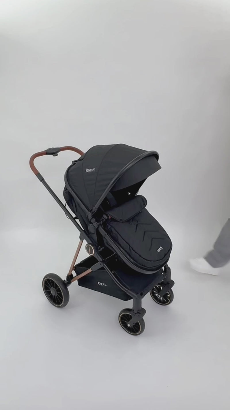 Carriola Travel System Ana Asiento Reversible Convertible en Bambineto, Portabebé Autoasiento y Base, Plegado Compacto, Arnés de 5 Puntos, Toldo con Ventanilla, Cubrepiés y Canastilla Infanti